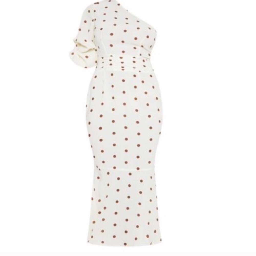 One shoulder polka dot dress